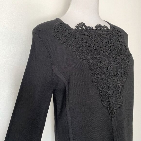 LELA ROSE BLACK EMBROIDERED SHEATH FORMAL DRESS - M - Picture 4 of 10